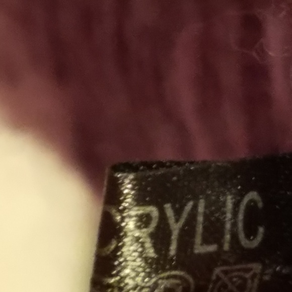 Dark Eggplant Purple Knit Scarf with Poms - Picture 6 of 6